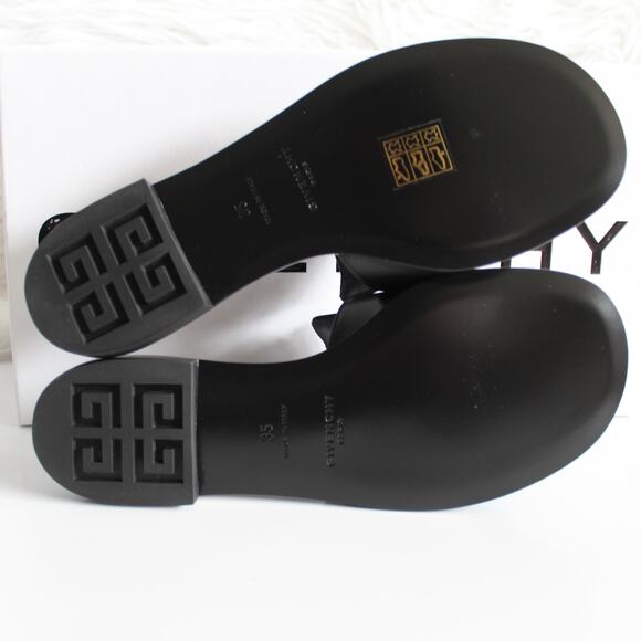 New Givenchy 4G Black Leather Silver Logo Slides - Picture 13 of 15